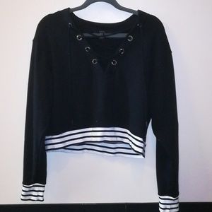 Lace Up Crop Sweatshirt